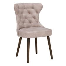Ottie retro dining chair, faux leather upholstered, grey. Dott Wooden Dining Chair Grey Faux Leather Barker Stonehouse
