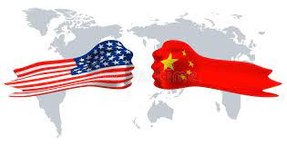 USA Versus China, Fist Flag on World Map Background. Stock Vector - Illustration of disagree, negotiation: 118502482