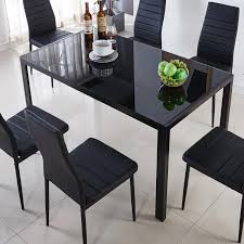 Dining Table Set With 4 Chairs Black