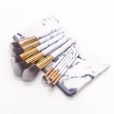 marble makeup brushes with marble pouch