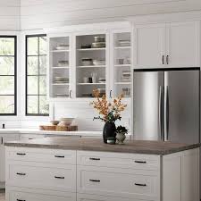 hton bay designer series melvern embled 36x30x12 in wall open shelf kitchen cabinet in white