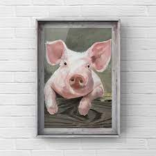 Pig Painting Pig Wall Art Pig Canvas