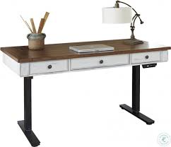 This convenient storage option mounts to the underside of your desk, and raises and lowers with it as you sit and stand, keeping your things in. Durham Weathered White 3 Drawer Desk From Martin Furniture Coleman Furniture