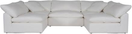 Sunset Trading Cloud Puff 5 Piece 132 Slipcovered Modular Double L Shaped Sectional Sofa White