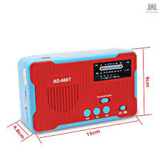 Đài radio FM AM NOAA dùng điện mặt trời hoặc điện tạo từ tay quay có đèn  LED sạc USB có khe cắm thẻ TF phát nhạc MP3 giá cạnh tranh