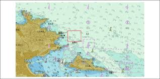Sea Chart Of The Yellow Sea Weihai Offshore Red Rectangle