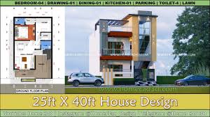 25x40 house design with floor plan and