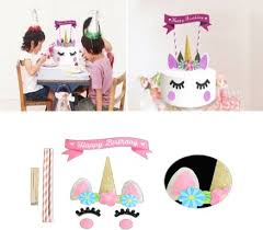 1set cute unicorn party cupcake topper
