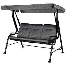 Outsunny Outdoor Patio Porch Swing Bench With Included Adjustable Shade Awning Comfort Padded Seating For Three People