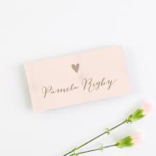 Calligraphy Collection Kraft Blush Folded Wedding Place Cards