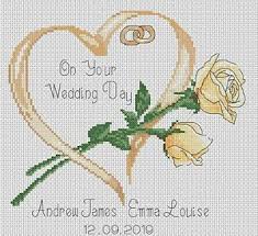 Details About Wedding Heart With Gold Roses Counted Cross Stitch Chart No 6 5