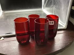 At Auction 4 Depression Ruby Red Tumblers