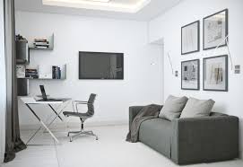 sleek gray home office interior