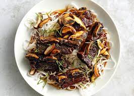 soy braised short ribs with shiitakes