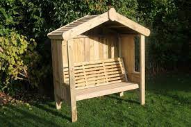cottage arbour seats three wooden