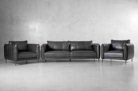 Ottavia Leather Lounge Suite Charcoal