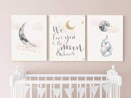 Nursery Decor Girl Blush Gold Moon