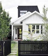 Revolutionary products · visualize your deck · contact us White House Black Picket Fence Or Black House White Picket Fence Kind Of Loving The Black Picket Fenc Cottage Exterior Fence Design Modern Fence