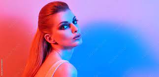 high fashion woman in colorful neon