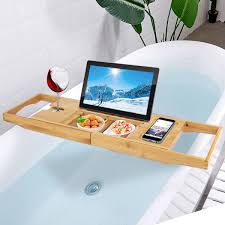 bath caddy tray for tub bamboo bathtub