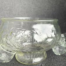 Vintage Clear Glass Punch Bowl With