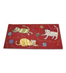 hooked wool playful cats accent rug