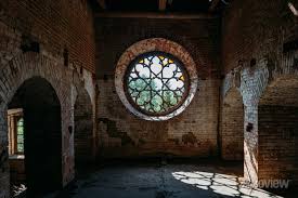 Round Stained Glass Window In Old