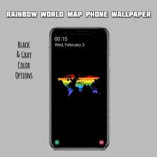 Rainbow World Map Phone Wallpaper