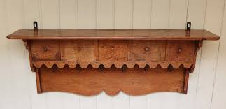 French Oak Wall Shelf With Drawers