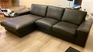 Cattle Leather Black L Shape Sofa