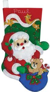 Starlight Santa Claus Christmas Stocking Felt Applique Kit