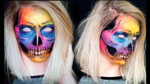 rainbow glitter skull makeup 10