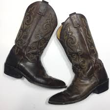 Justin Mens Cowboy Boots Dark Brown Leather 7 5ee