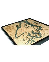 Woodcharts Puget Sound Bathymetric 3 D Wood Carved Nautical Chart