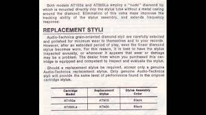 Audio Technica Styli Chart And Cartridge Specs Youtube