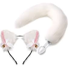 Amazon.com: AKStore Fox Tail & Ears Anal Butt Plug Sex Toys Cat Ears for SM  & Cospaly (White + Ear) : Health & Household