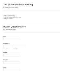 An Online Health Questionnaire Form Template Jotform