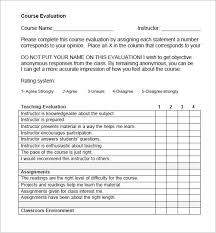 Free 6 Class Evaluation Samples In Pdf Word