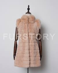 Us 99 99 50 Off Fur Story 13218 New Design Lady Chic Real Rex Rabbit Fur Vest With Fox Fur Collar And Cuff Lace Hem Real Fur Vest Female In Real Fur
