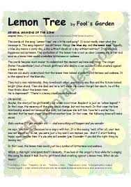 meaning of the song lemon tree esl