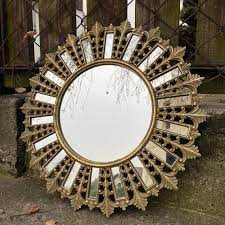 Amazing Round Mirror In Golden Frame