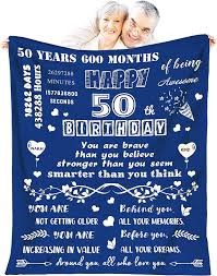 50th birthday blanket throw 60x50 inch