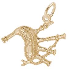 Rembrandt Scottish Bagpipe Charm 14k Yellow Gold