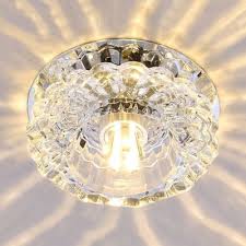 Chrome Round Flush Mount Light Modern Clear Crystal Light Fixtures For Dining Room Beautifulhalo Com