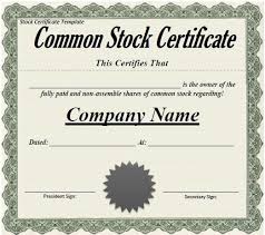 Common Stock Certificate Sample Barca Fontanacountryinn Com