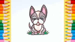 While french bulldog colors vary depending on the parents' genes, what these incredible dogs are most known for is their adorable and charming demeanor. How To Draw And Coloring Book Page A French Bulldog Easy Cartoon Puppy Learn Colors For Kids Youtube