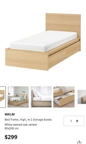 Ikea Malm Single Bed Frame With 2