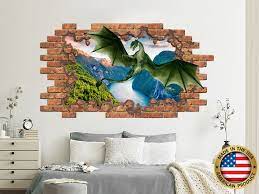 dragon fantasy wall decal hole in the