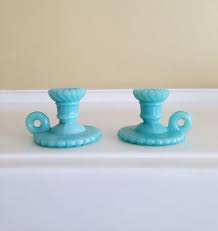 pair of milk glass candle holders with