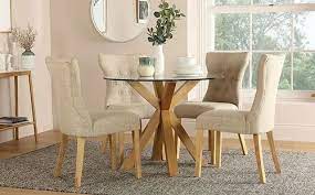 Solid Wood Round And Glass Dinning